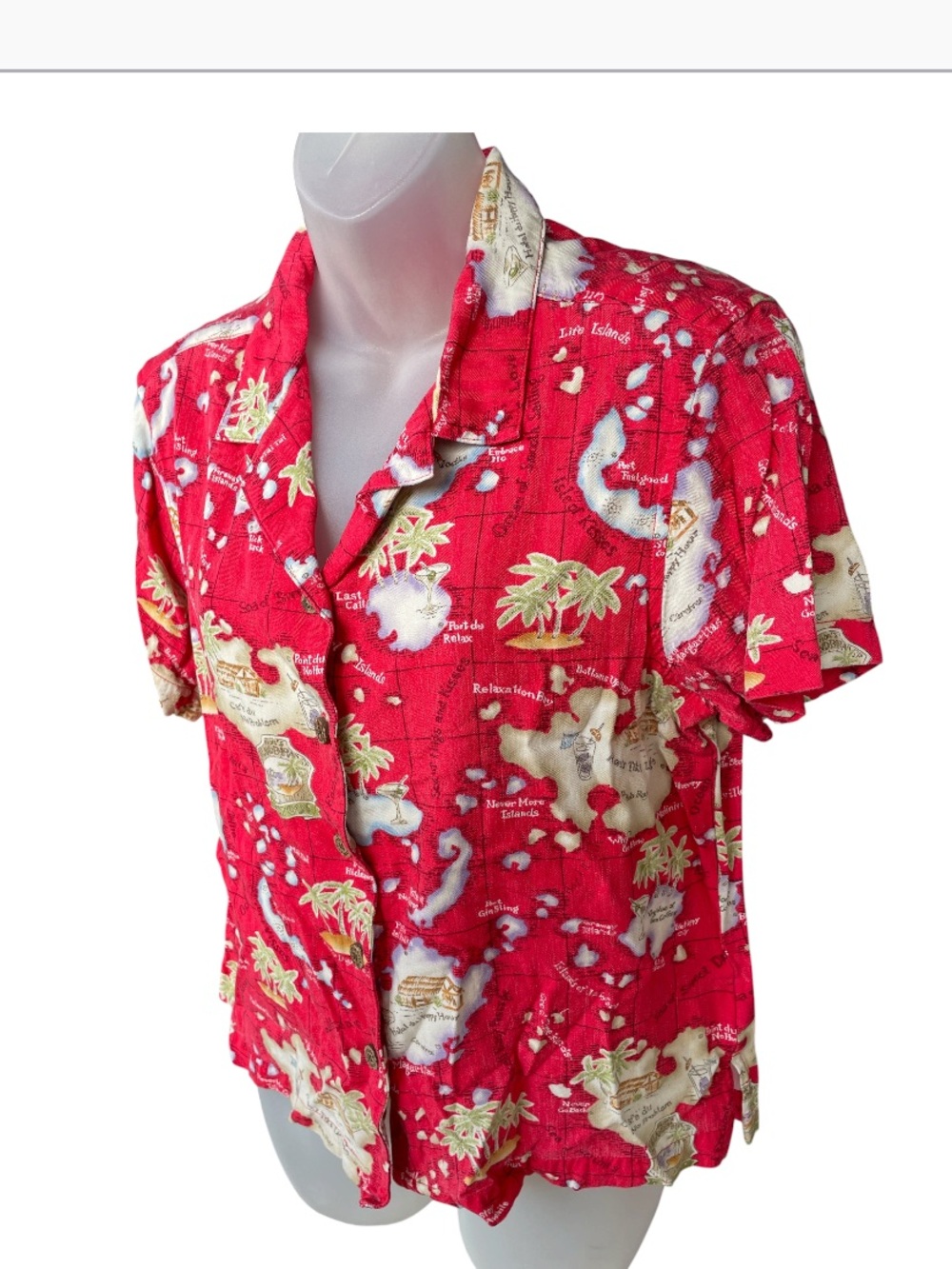 Caribbean Joe 90’s Y2K button down beach vibe shirt size large vacation top